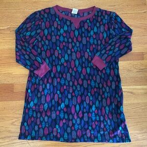 Mountains Peak Sleep Shirt Women’s XL Milticolored Leaves Pattern Long Sleeve